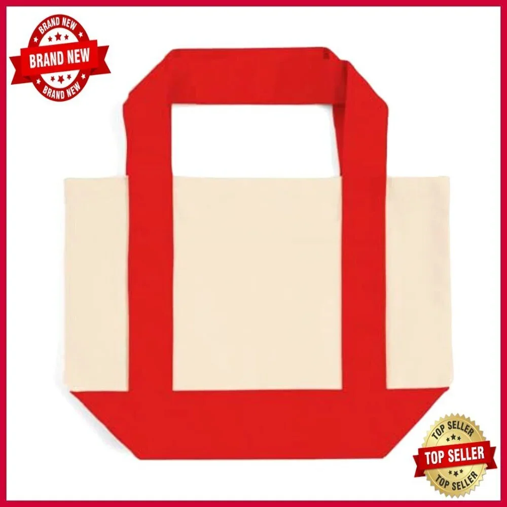 12 Pack Mini Canvas Tote Bags with Gusset, Reusable Eco-Friendly Shopping Bags